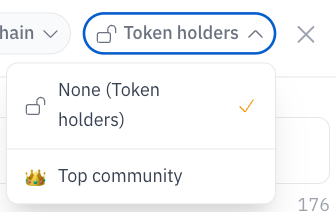 The audience dropdown — all token holders, or a specific access tier