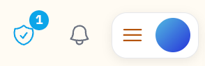 The verification shield in the top nav, badged with the unverified count